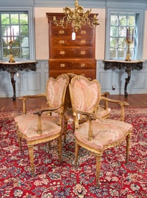 (18th c) ITALIAN PIEDMONT CARVED & GILT ARMCHAIRS