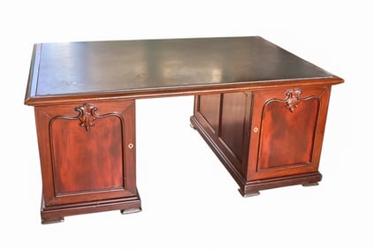 (19th c) ANGLO-INDIAN SLATE TOP PARTNERS DESK