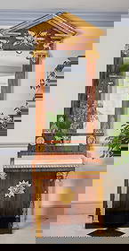 (19th c) SWEDISH PIER MIRROR: A (19th c) Swedish Neoclassical gilt mahogany pier mirror & table labeled Petter Gustaf Bylander .Mirror with gilt architectural cornice displays a variety of gilt gesso & applied Neoclassical motifs