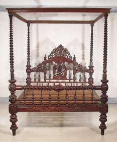 MAHOGANY ANGLO/INDIAN PALACE KING SIZE BED