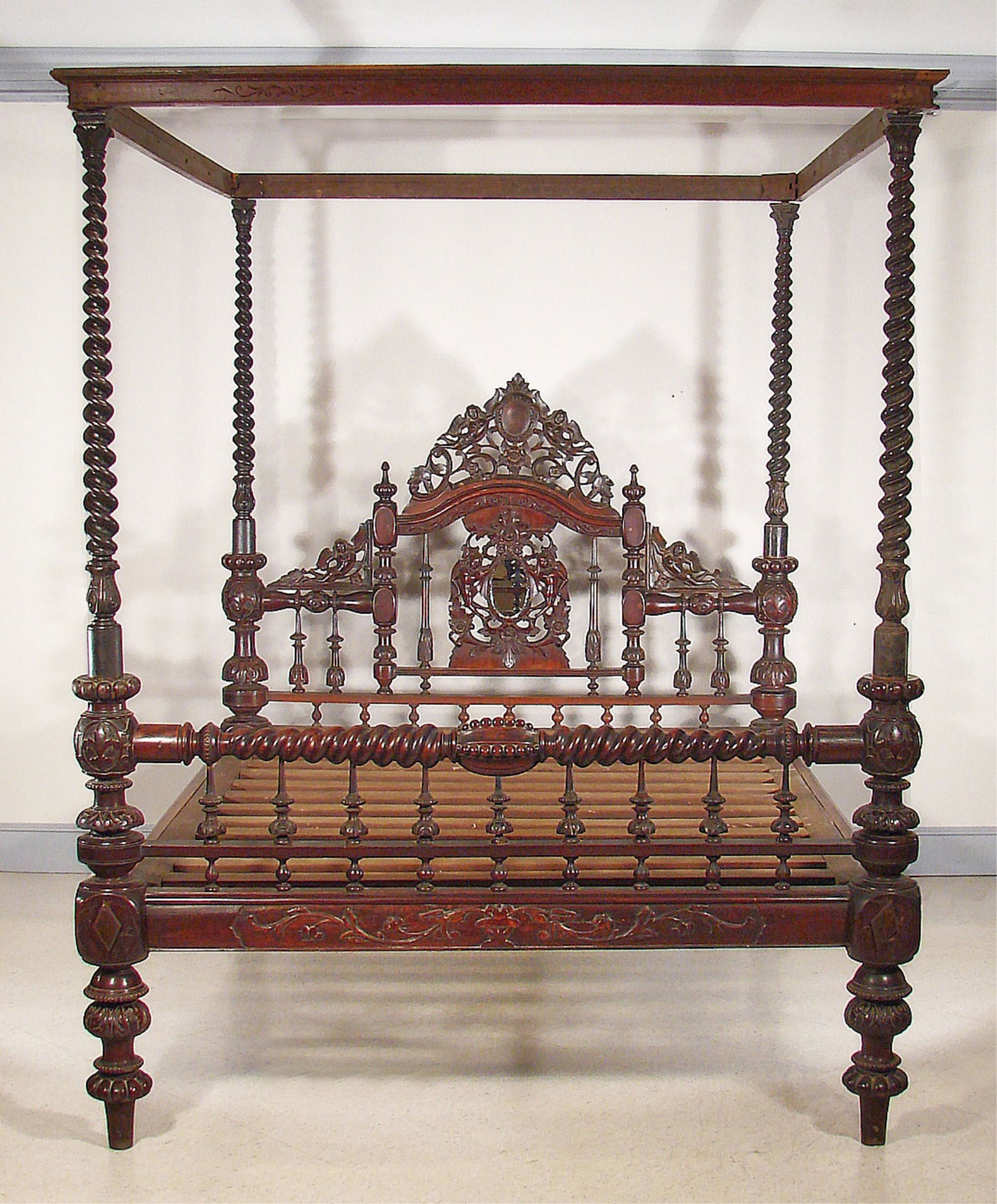 MAHOGANY ANGLO/INDIAN PALACE KING SIZE BED (1 of 9)