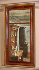 (19th c) PARCEL GILT BOSTON MAHOGANY OGEE MIRROR