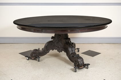 (19th c) ANGLO-INDIAN MARBLE TOP PEDESTAL TABLE