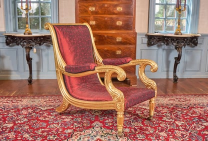IMPORTANT EARLY (19thc) WILLIAM IV GILDED ARMCHAIR