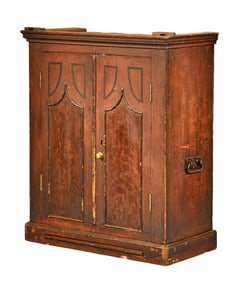 (19th c) PAINTED WALL HANGING SHIPS CUPBOARD/DESK