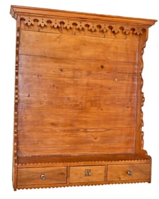 (19th c) CARVED PINE & WALNUT HANGING GAME RACK
