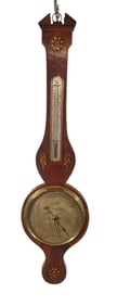 MID (19th c) MAHOGANY ENGLISH BANJO BAROMETER