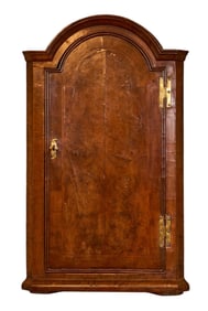 QUEEN ANNE BURL WALNUT HANGING CORNER CUPBOARD