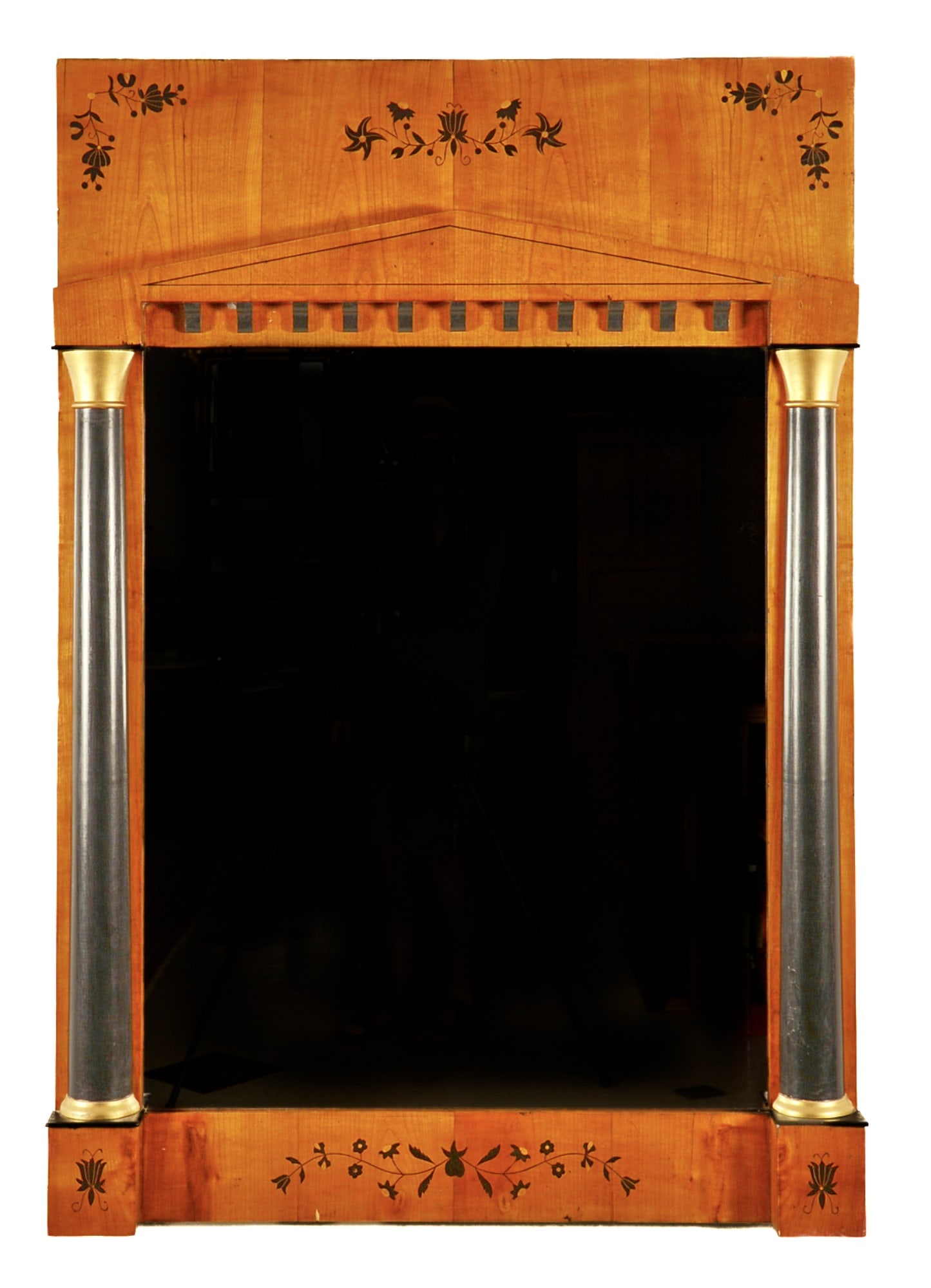LARGE BIEDERMEIER BIRCH MIRROR with EBONY INLAY (1 of 8)
