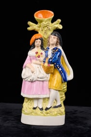(19th c) STAFFORDSHIRE MARRIAGE GROUP VASE