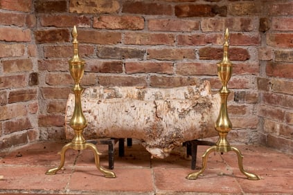 LATE (19TH C.) AMERICAN BRASS ANDIRONS