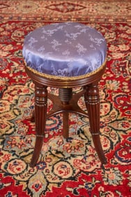 (19th c) MAHOGANY PIANO STOOL with REEDED LEGS
