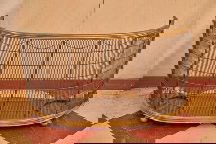 TALL (19th c) ENGLISH BRASS & IRON FIRE FENDER