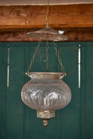 (19th c) ANGLO-INDIAN BLOWN & CUT GLASS HALL LIGHT