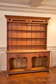 (19th c) IRISH FIDDLE FRONT DRESSER in RED WASH