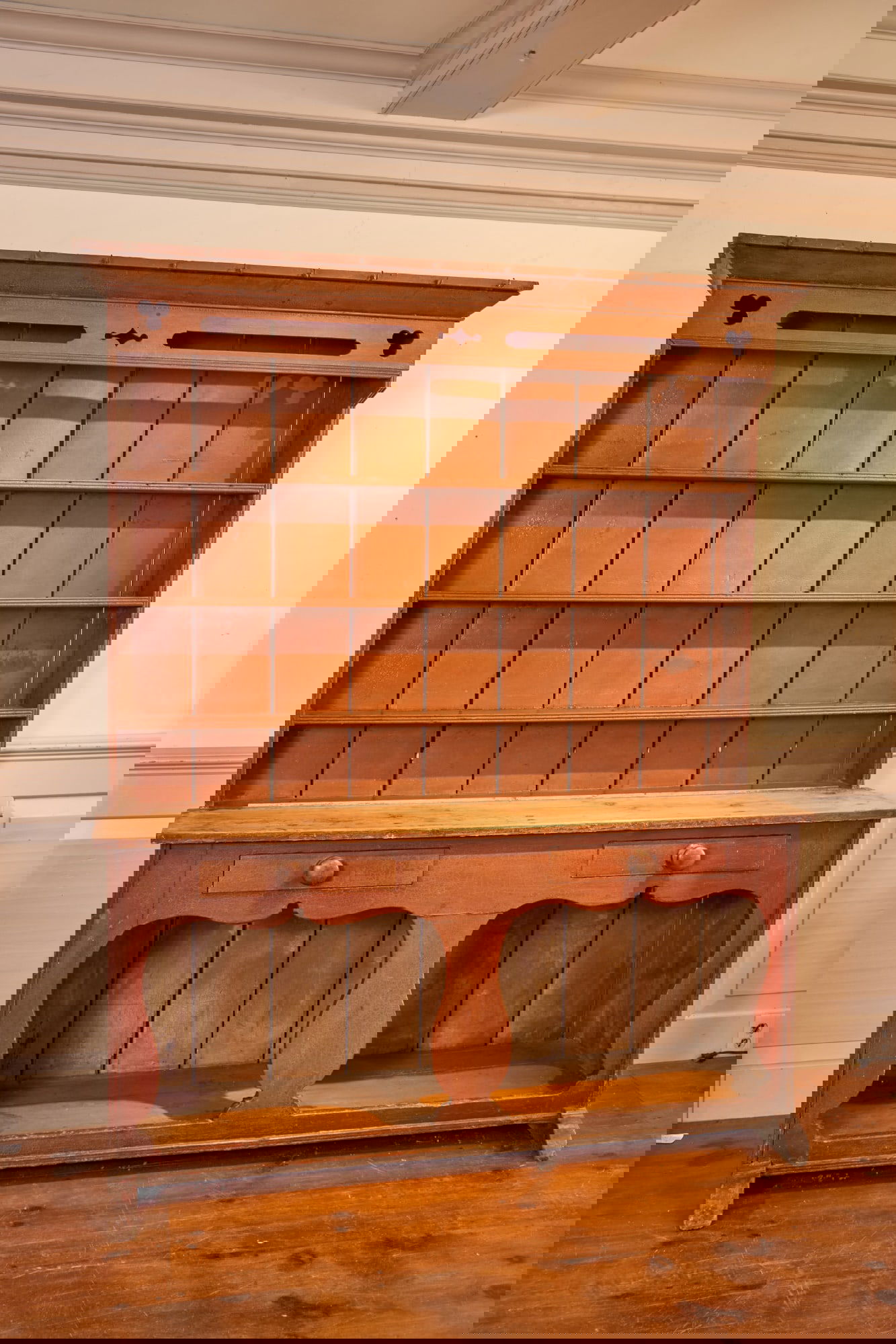 (19th c) IRISH FIDDLE FRONT DRESSER in RED WASH (1 of 13)