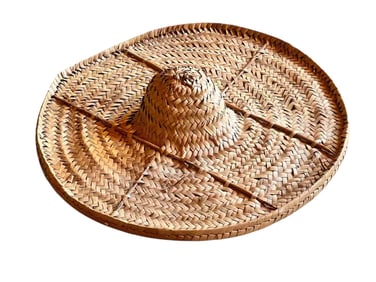 LARGE MID CENTURY PALM WOVEN SOMBRERO