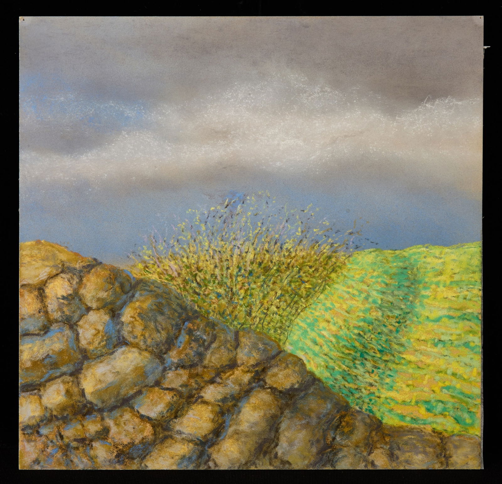"FARM WALL" ROBERT ESHOO (1926-2018): Pastel 10 3/4 x 11 inches. signed verso. August 30, 2012. Condition: Good Temp No 7157