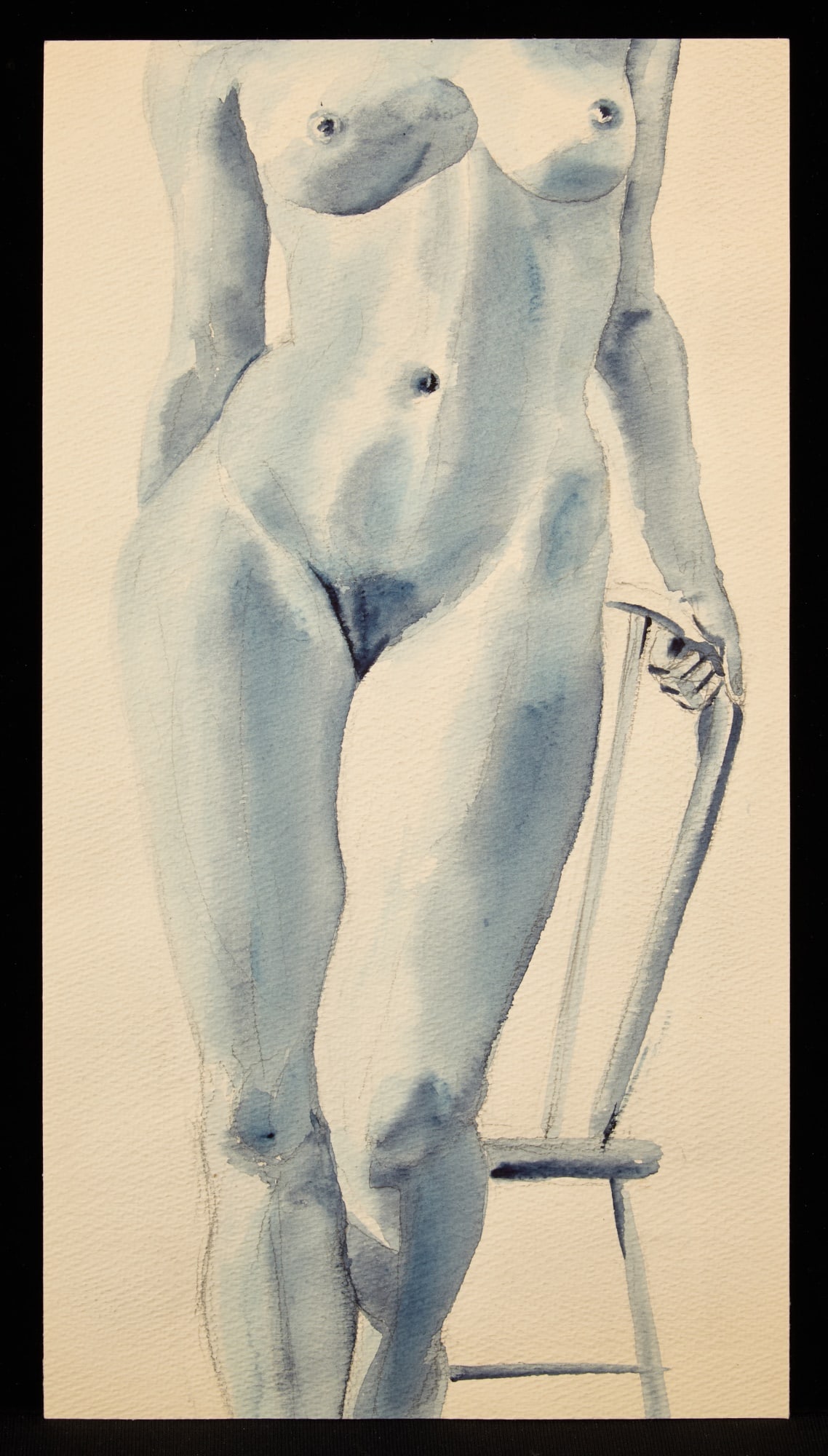 "STANDING NUDE" by ROBERT ESHOO (1926-2018): Watercolor 14 x 7 1/2 inches. signed and dated 1948 "Vesper George School" . Condition: Good Temp No 7239