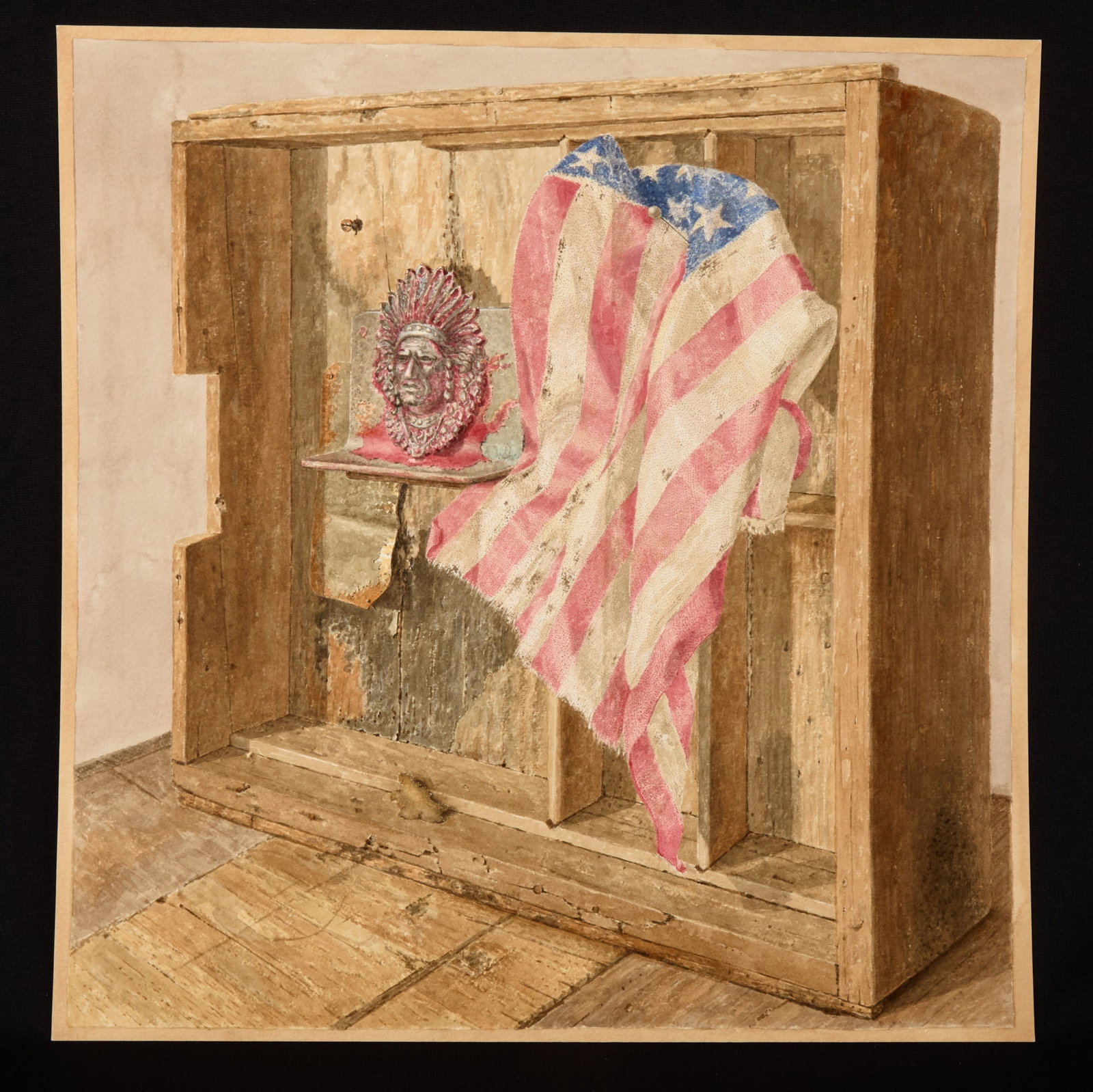"THE SHROUD" by ROBERT ESHOO (1926-2018): Watercolor and gouache 17 3/4 x 17 inches. signed, titled and dated verso. Condition: Good Temp No 7257