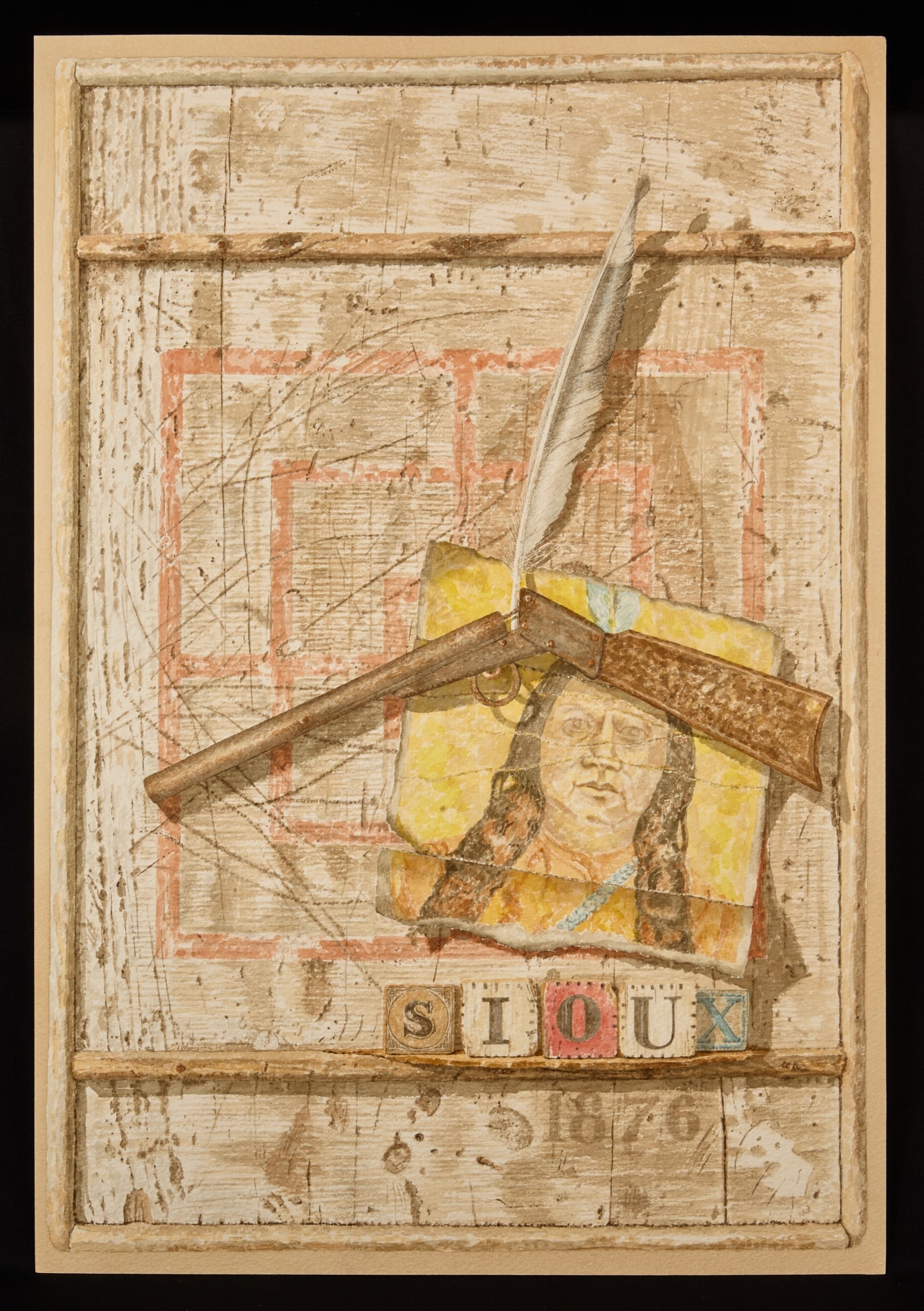 "VICTORIOUS FEATHER II" by R. ESHOO (1926-2018): Watercolor 28 x 19 1/4 inches. signed, titled and dated verso. Condition: Good Temp No 7271