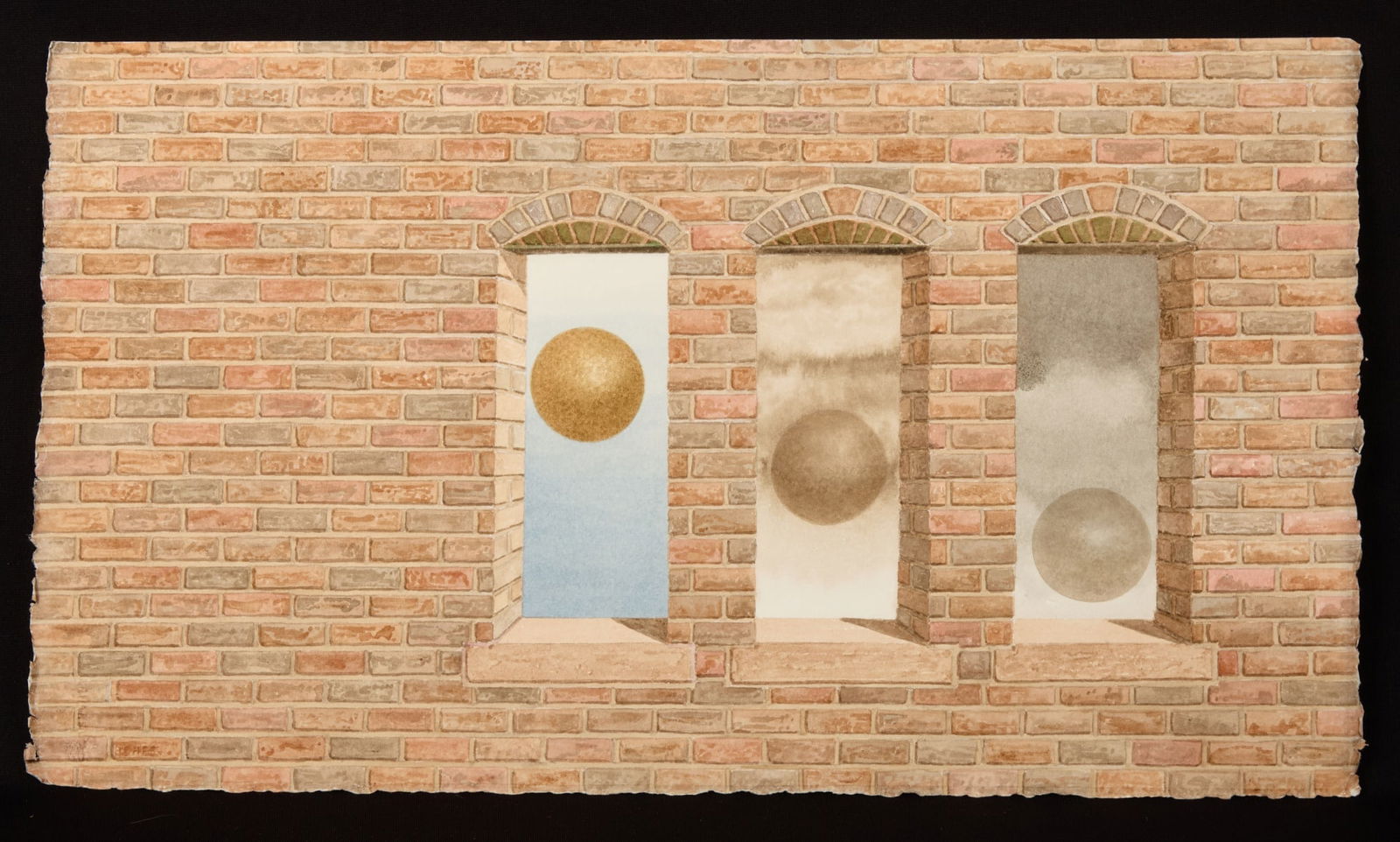 "THREE WINDOWS III" by ROBERT ESHOO (1926-2018): Watercolor 13 1/4 x 22 1/2 inches. signed, titled and dated verso. Condition: Good Temp No 7298