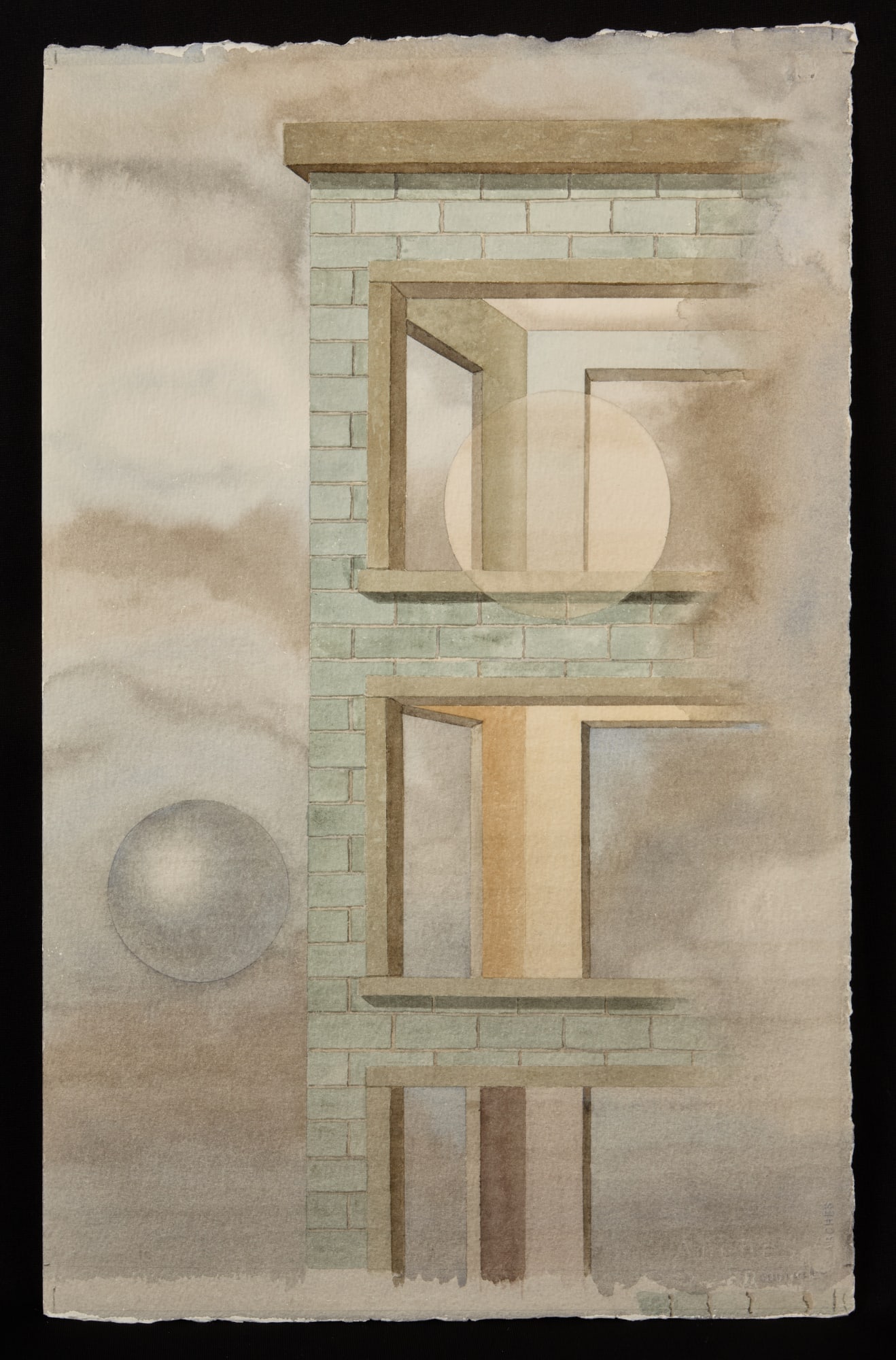 "WHAT WAS, ISN'T X" by ROBERT ESHOO (1926-2018): Watercolor 22 1/2 x 14 1/4 inches. signed, titled and dated verso. Condition: Good Temp No 7341