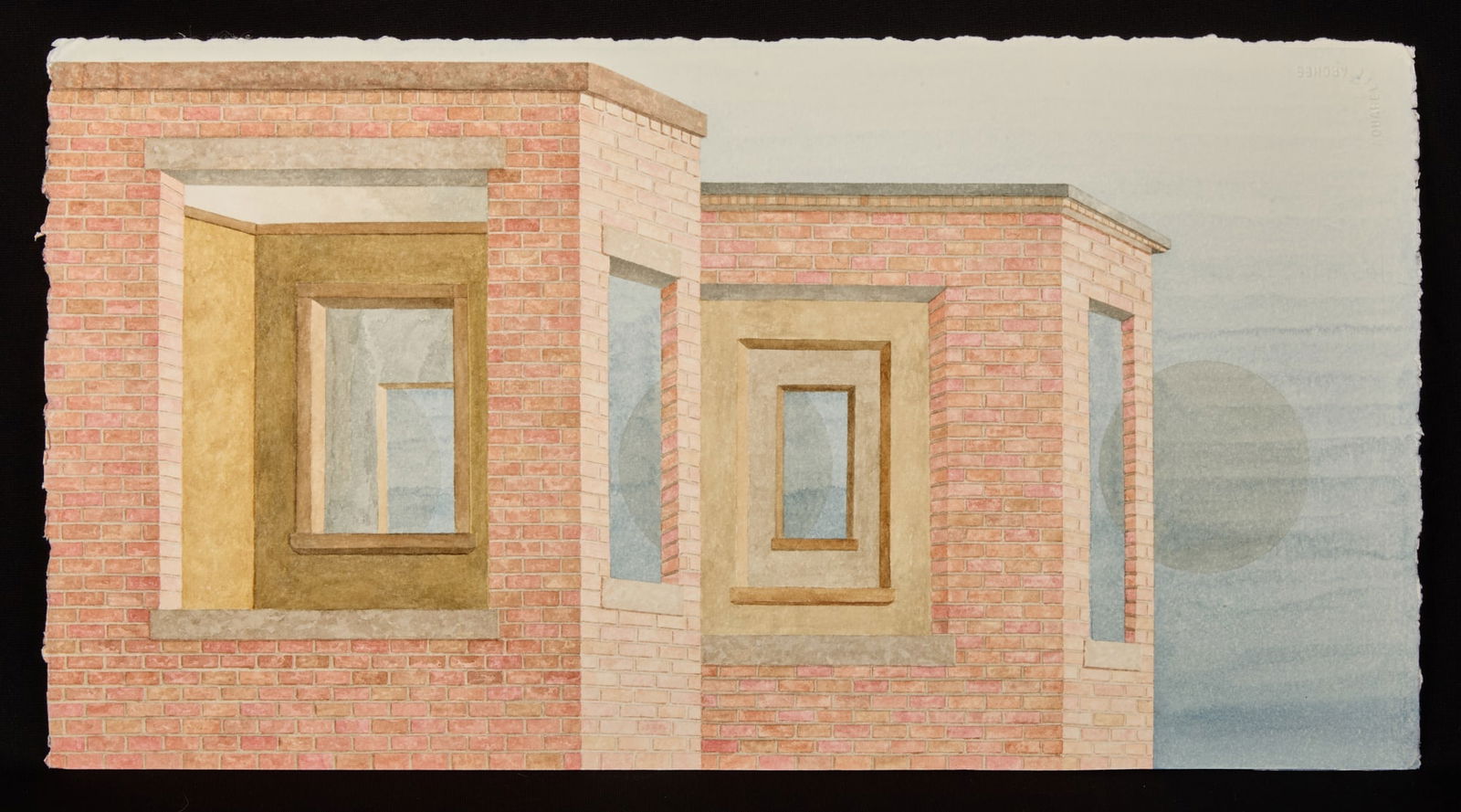 "WINDOWS II" by ROBERT ESHOO (1926-2018): Watercolor 12 x 22 3/4 inches. signed, titled and dated verso. Condition: Good Temp No 7366