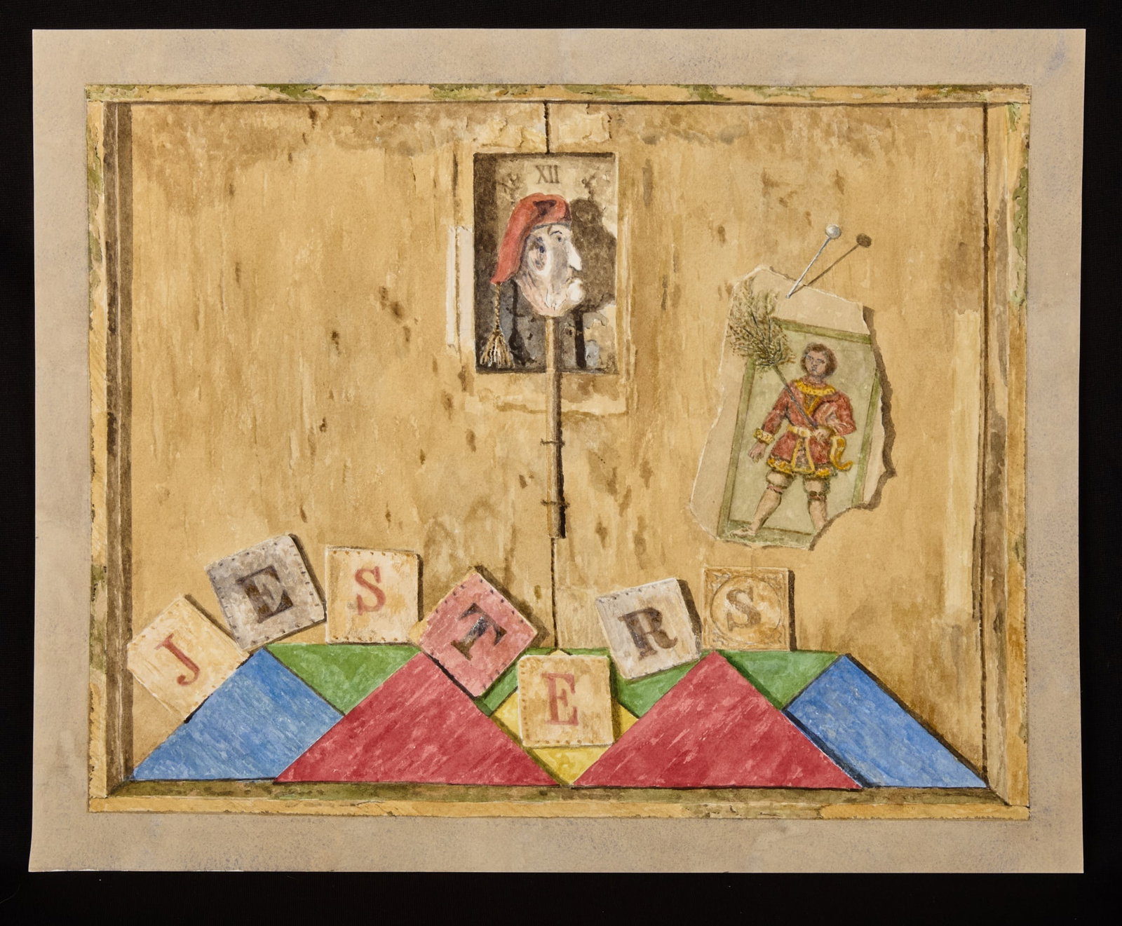 "JESTERS" by ROBERT ESHOO (1926-2018): Watercolor 15 1/2 x 19 1/2 inches. signed, titled and dated verso. Condition: Good Temp No 7398