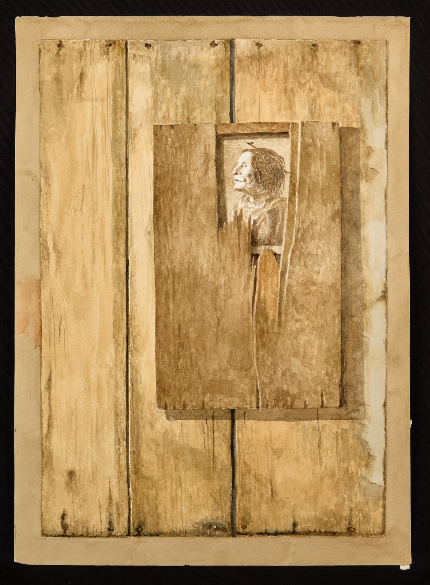 "BOXED IN" by ROBERT ESHOO (1926-2018): Watercolor 22 1/2 x 16 1/4 inches. signed, titled and dated verso Condition: Good Temp No 7426