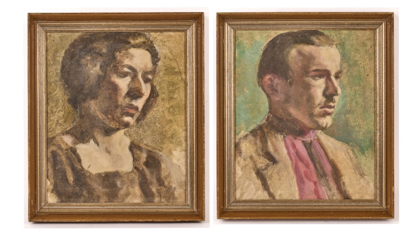 (2) MID CENTURY OIL on CANVAS PORTRAIT STUDIES (1 of 16)