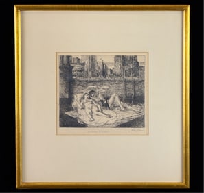 JOHN SLOAN (1871-1951) "SUNSET ON THE ROOF"