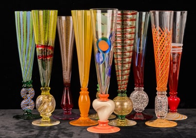 GROUP (10) CARLO MORETTI ITALIAN GLASS CHAMPAGNES