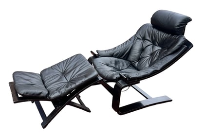 NELO MID CENTURY KROKEN LOUNGE CHAIR & OTTOMAN