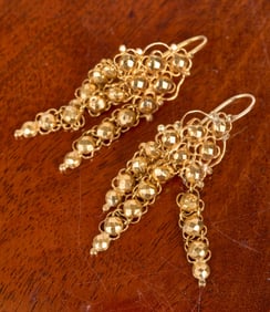 PAIR 22K GOLD CHANDELIER EARRINGS