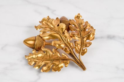14K GOLD ACORN & OAK LEAF BROOCH