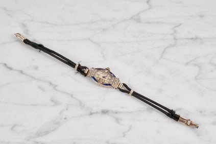 14K WHITE GOLD DIAMOND & SAPPHIRE LADIES WATCH