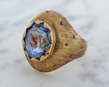 18K GOLD CARL BAUMEISTER TOPAZ RING