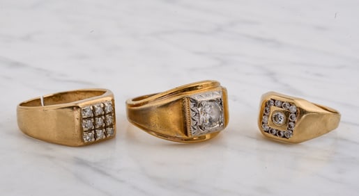 (2) MEN'S 14k GOLD RINGS and (1) 10k GOLD RING