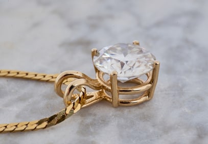 ITALIAN 14k GOLD NECKLACE with 3.8kt MOISSANITE