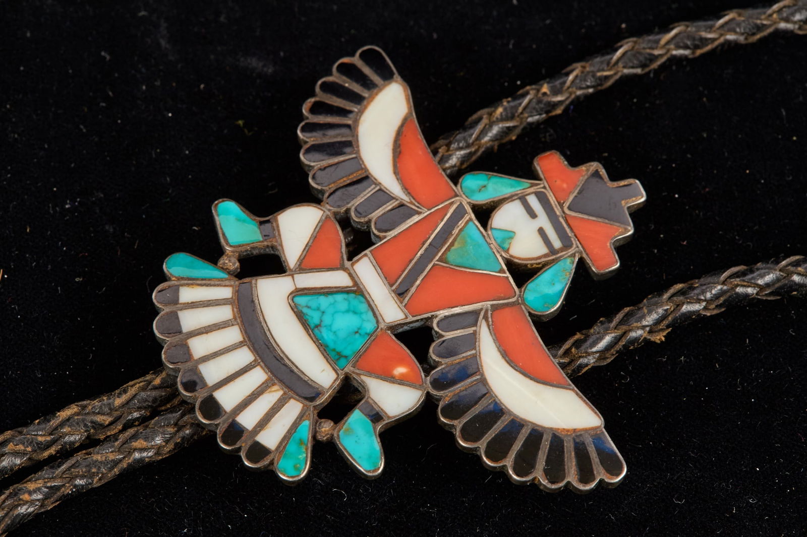 FRANK VACIT HARDSTONE INLAID ZUNI BOLO TIE (1 of 9)