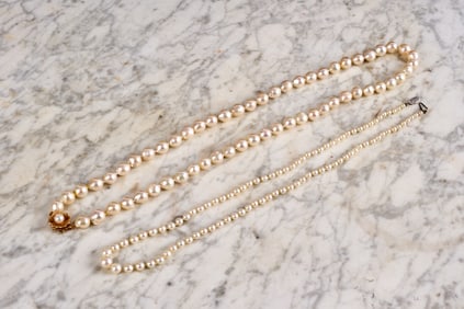 BIWA PEARL NECKLACE with 14k GOLD CLASP & a SECOND