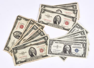 (12) 1953 RED SEAL UNITED STATES TWO DOLLAR NOTES