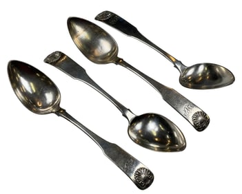 (4) JOHN B. JONES STERLING SILVER SERVING SPOONS