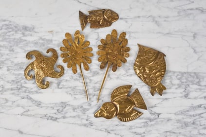 14K GOLD HAMMERED & CUT PERUVIAN FIGURES