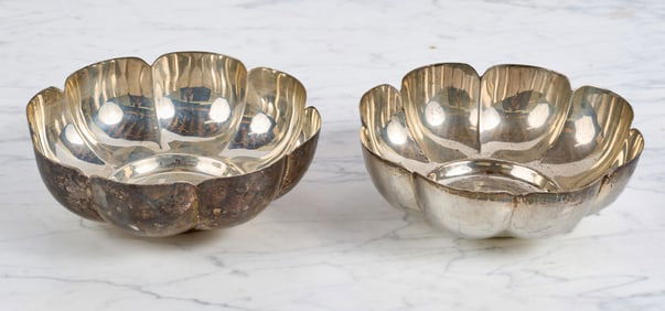 PAIR of SANBORNS STERLING SILVER LOBED BOWLS