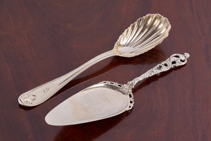 (1) COIN & (1) CONTINENTAL SILVER SERVING PIECES