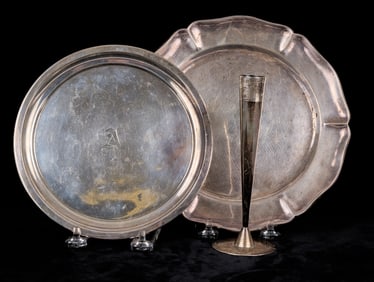 (3) STERLING SILVER ITEMS: (2) DISHES & BUD VASE