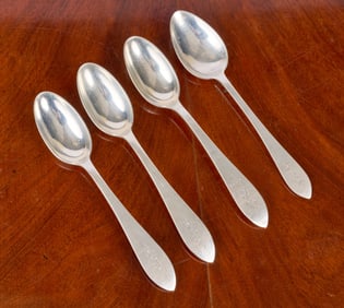 (4) TIFFANY & CO STERLING SILVER DESSERT SPOONS