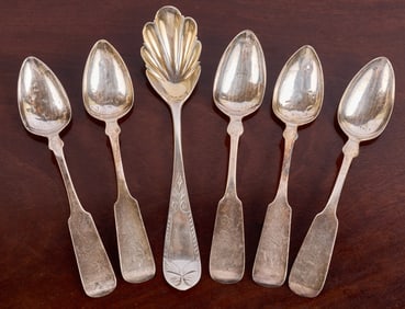GROUPING EARLY COIN SILVER SPOONS
